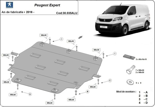 Aluminiowa płyta pod silnik Peugeot Expert (2016-2026)