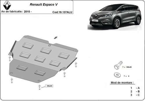 Aluminiowa płyta pod silnik Renault Espace (2015-2026)