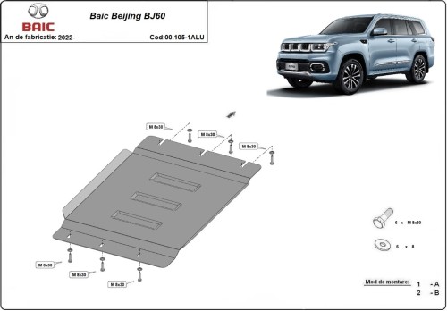Aluminiowa płyta pod skrzynię biegów Baic Beijing BJ60 (2022-2026)