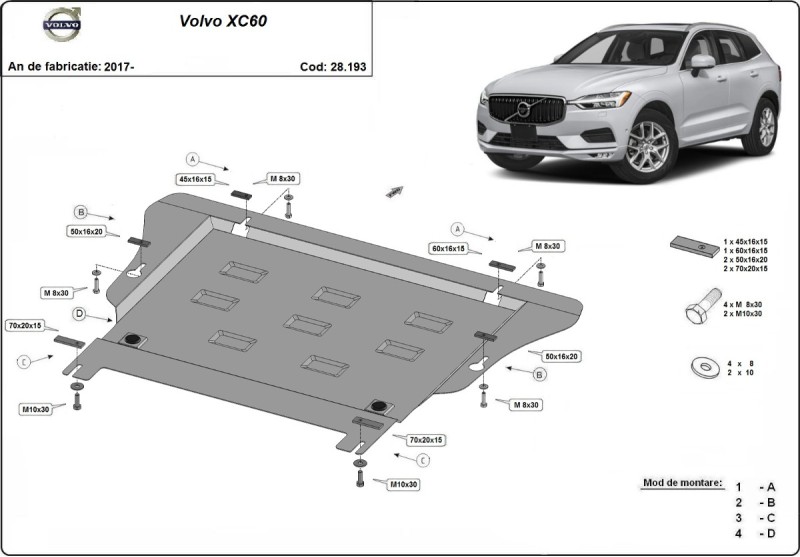 Stalowa płyta pod silnik Volvo XC60 (2017-2026)