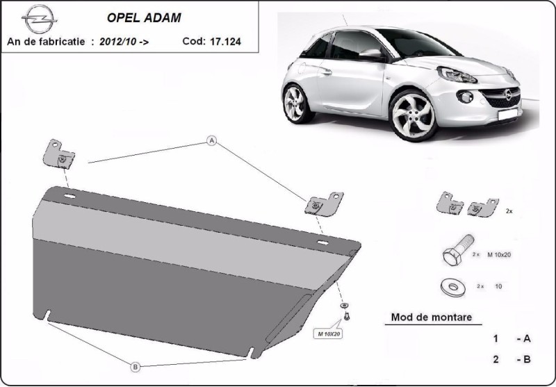 Stalowa płyta pod silnik Opel Adam (2012-2019)