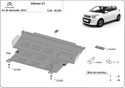 Stalowa płyta pod silnik Citroen C1 (2014-2022)