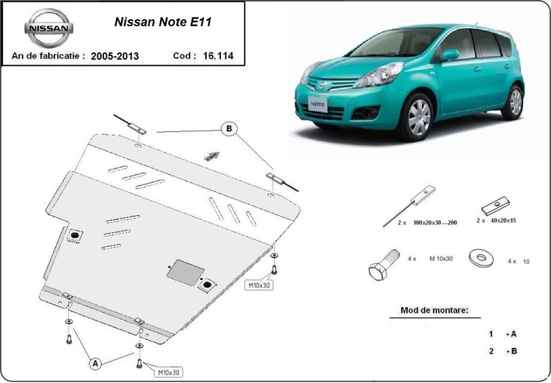 Stalowa płyta pod silnik Nissan Note (2007-2013)