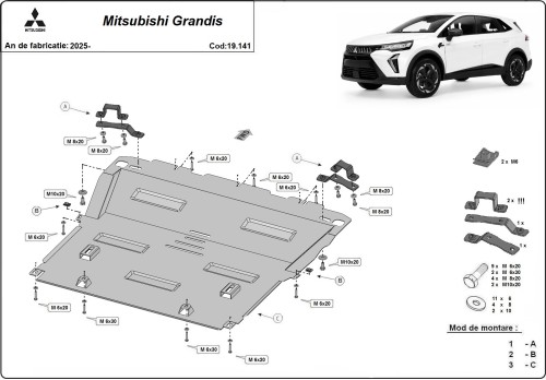 Stalowa osłona silnika Mitsubishi Grandis (2025-2026)