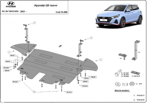 Stalowa płyta pod silnik Hyundai i20 Hybrid (2021-2026)
