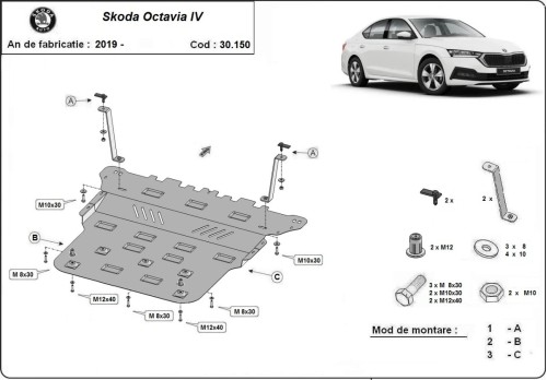 Stalowa płyta pod silnik Skoda Octavia 4 (2019-2026)