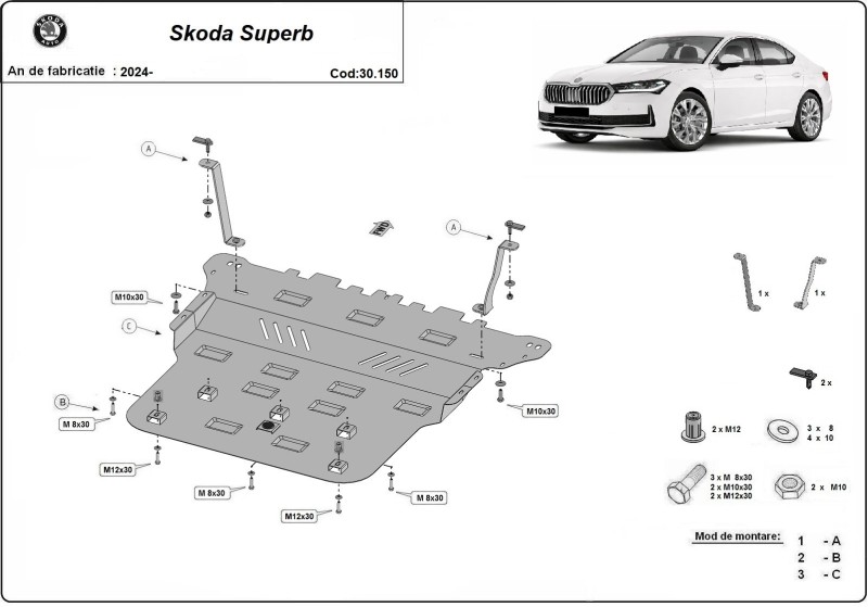 Stalowa płyta pod silnik Skoda Superb 4 (2024-2026)