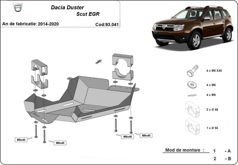 Stalowa płyta pod EGR Dacia Duster (2014-2017)
