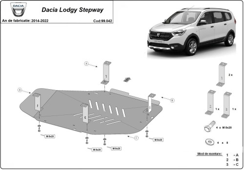 Stalowa płyta pod zbiornik paliwa Dacia Lodgy Stepway (2014-2022)