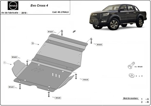 Aluminiowa płyta pod silnik Evo Cross 4 (2018-2026)