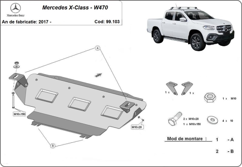 Stalowa płyta pod chłodnicę Mercedes X-Class (2017-2020)
