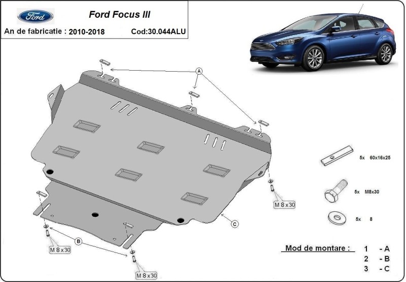 Aluminiowa płyta pod silnik Ford Focus (2010-2018)