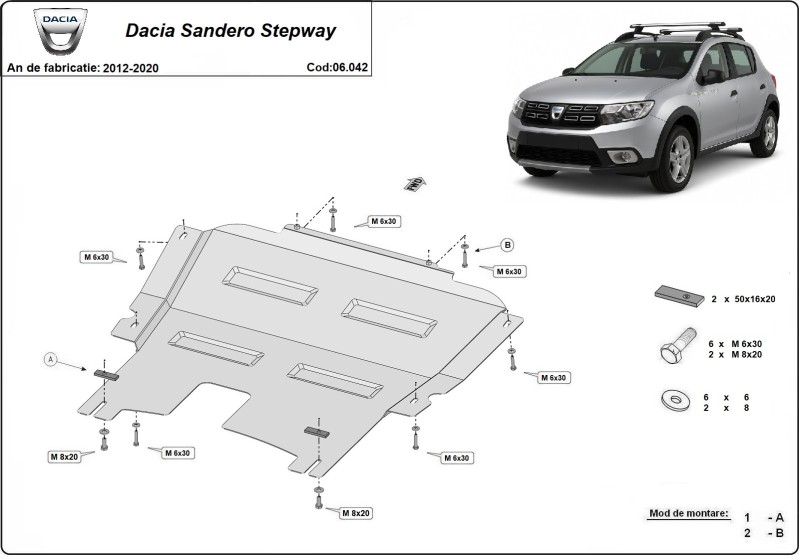 Stalowa płyta pod silnik Dacia Sandero Stepway (2012-2020)