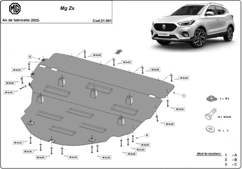 Stalowa płyta pod silnik MG ZS (2022-2026)
