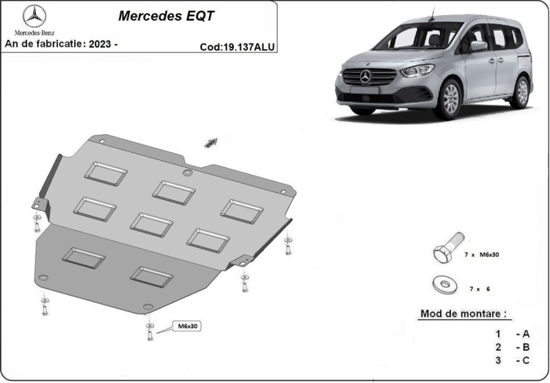 Aluminiowa płyta pod silnik Mercedes EQT (2023-2026)