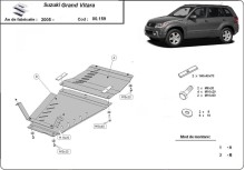 Stalowa płyta pod skrzynię biegów i reduktor Suzuki Grand Vitara 2 (2005-2019)