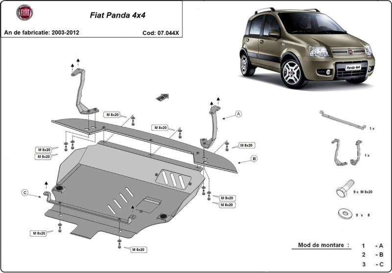 Stalowa płyta pod silnik Fiat Panda 4x4 (2003-2012)