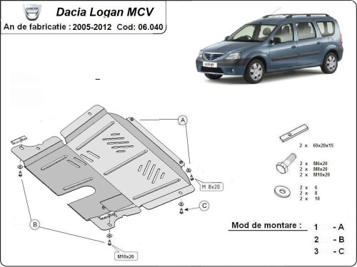 Stalowa płyta pod silnik Dacia Logan 1 MCV (2005-2012)
