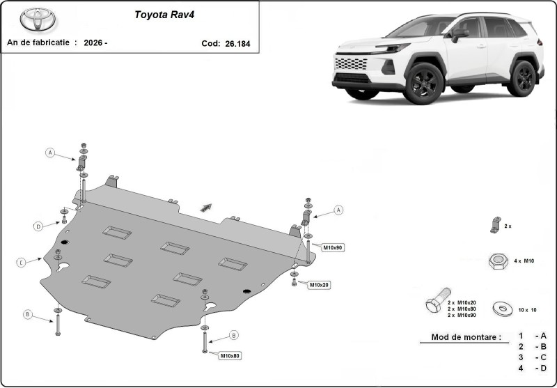 Stalowa płyta pod silnik Toyota Rav4 (2026-2026)