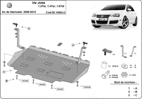 Aluminiowa płyta pod silnik VW Jetta (2009-2012)