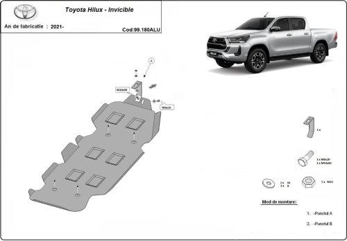 Aluminiowa płyta pod zbiornik paliwa Toyota Hilux Invincible (2021-2026)