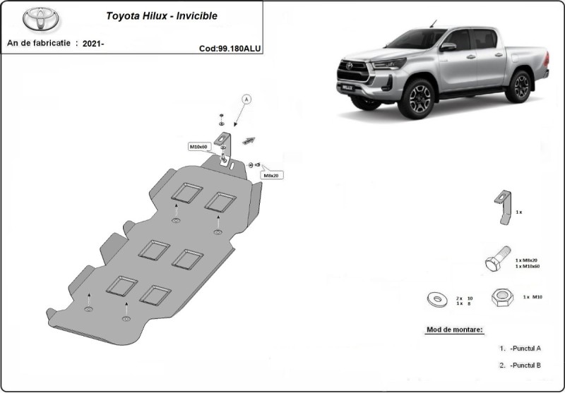 Aluminiowa płyta pod zbiornik paliwa Toyota Hilux Invincible (2021-2026)