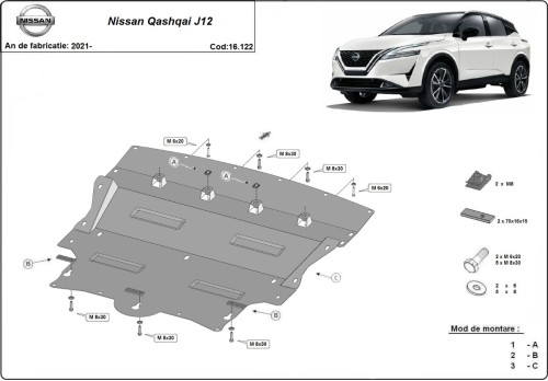 Stalowa płyta pod silnik Nissan Qashqai J12 (2021-2026)