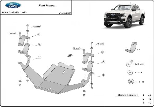Stalowa płyta pod dyferencjał Ford Ranger (2023-2026)