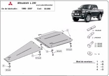 Stalowa płyta pod skrzynię biegów i reduktor Mitsubishi L 200 (1998-2007)