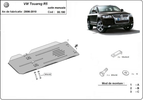 Stalowa płyta pod skrzynię biegów VW Touareg 7L (2006-2010)