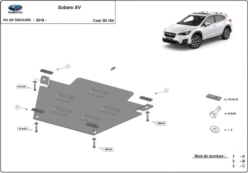 Stalowa płyta pod skrzynię biegów Subaru XV (2018-2022) Stalowa płyta pod skrzynię biegów Subaru XV (2018-2022)