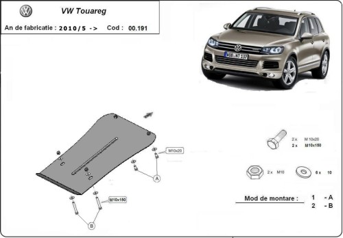 Stalowa płyta pod skrzynię biegów VW Touareg (2010-2018)