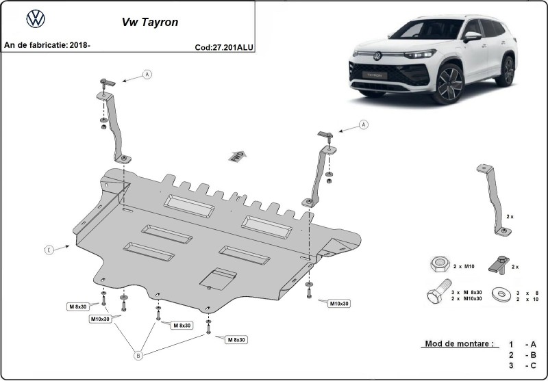 Aluminiowa płyta pod silnik VW Tayron (2018-2026)