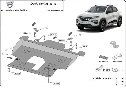 Aluminiowa płyta pod silnik Dacia Spring (2021-2026)