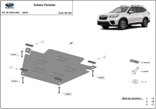 Stalowa płyta pod skrzynię biegów Subaru Forester 5 (2018-2026) Stalowa płyta pod skrzynię biegów Subaru Forester 5 (2018-2026)