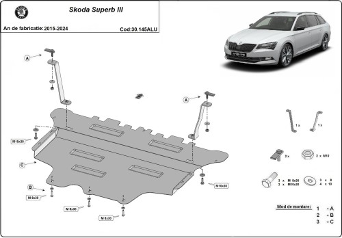 Aluminiowa płyta pod silnik Skoda Superb III (2015-2024)