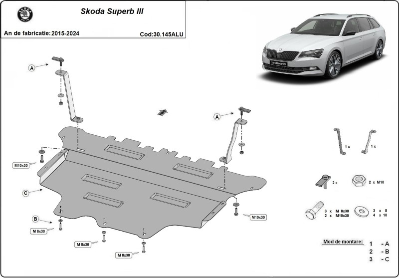 Aluminiowa płyta pod silnik Skoda Superb III (2015-2024)