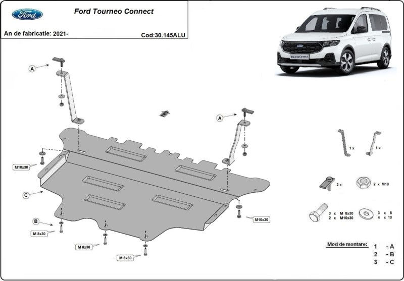 Aluminiowa płyta pod silnik Ford Tourneo Connect (2021-2026)
