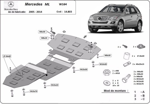 Stalowa płyta pod silnik Mercedes ML W164 (2005-2011)