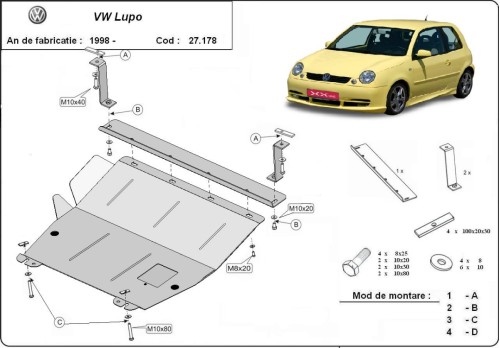 Stalowa płyta pod silnik VW Lupo (1999-2005)