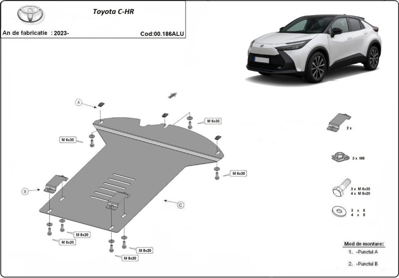 Aluminiowa płyta pod katalizator do Toyota C-HR (2023-2026)