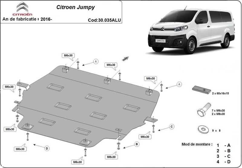 Aluminiowa płyta pod silnik Citroen Jumpy (2016-2026)