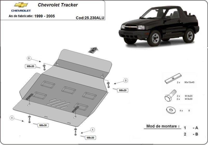 Aluminiowa płyta pod silnik Chevrolet Tracker (1999-2005)