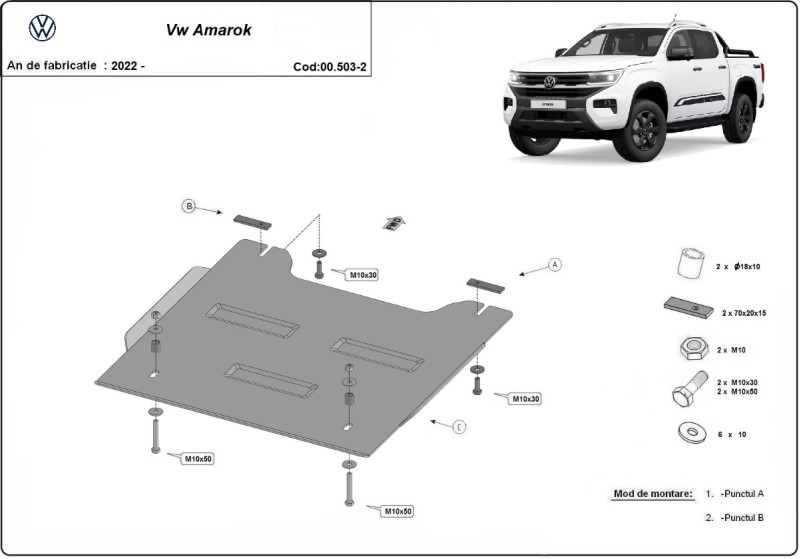Stalowa płyta pod reduktor Volkswagen Amarok (2022-2026)