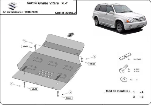 Aluminiowa płyta pod silnik Suzuki Grand Vitara XL7 (1998-2009)
