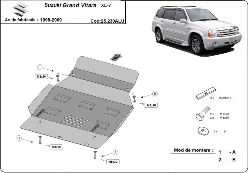 Aluminiowa płyta pod silnik Suzuki Grand Vitara XL7 (1998-2009)