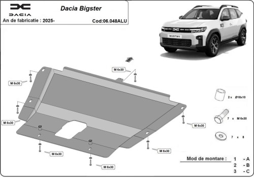 Aluminiowa płyta pod silnik Dacia Bigster - 4x4 + 4x2 (2025-2026)