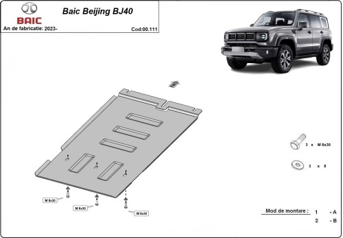 Stalowa płyta pod skrzynię biegów Baic Beijing BJ40 (2023-2026)