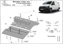 Stalowa płyta pod silnik Mercedes V-Class W447 2.2 D, 4x2 (2014-2026)