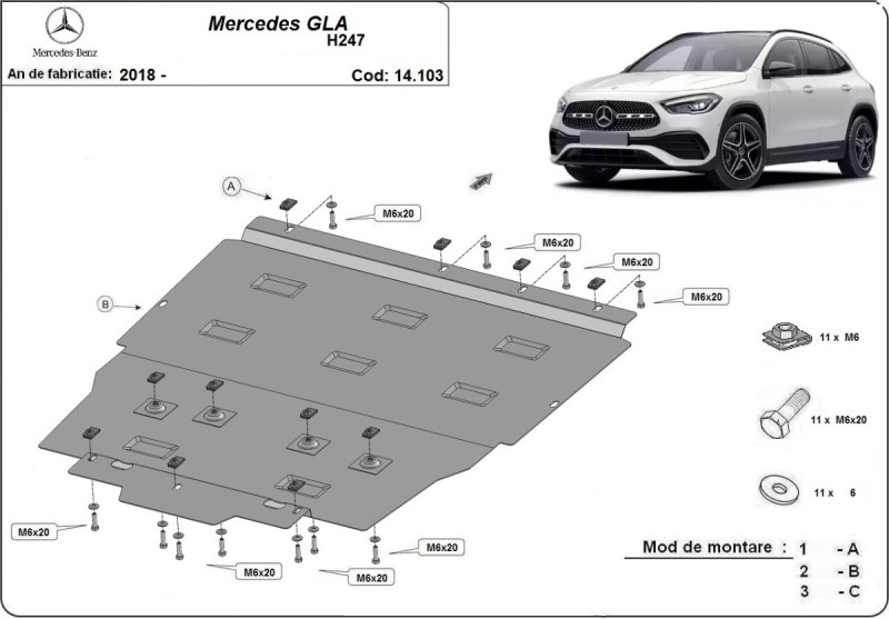 Stalowa płyta pod silnik Mercedes GLA H247 (2018-2026)